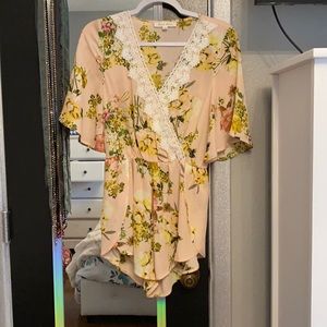 Pink floral romper